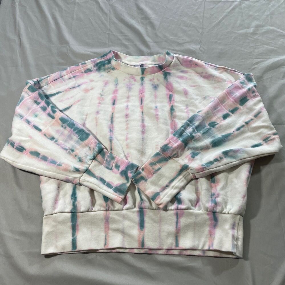 Old Navy Tie Dye Crew Sweatshirt Cropped Long Sleeve Blue Sweater Women's Large